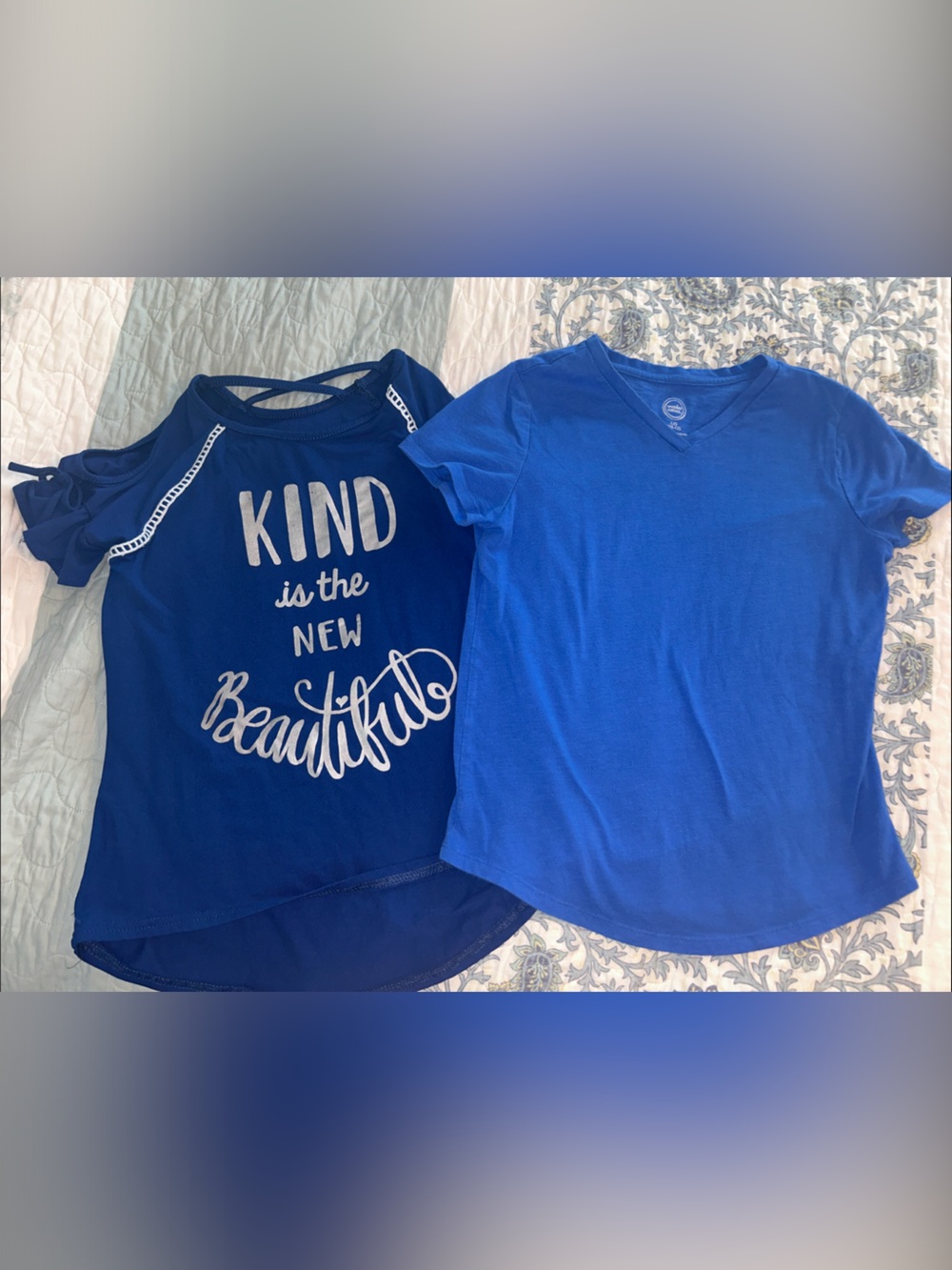 One Step Ahead and Wonder Nation Girls Blue Short Sleeve Tees- Navy & Royal Blue